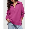image:imageANRABESS Womens Oversized Button Up Henley SweatshirtsHot Pink