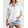 image:imageANRABESS Womens Oversized Button Up Henley SweatshirtsLight Grey