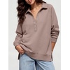 image:imageANRABESS Womens Oversized Button Up Henley SweatshirtsMocha
