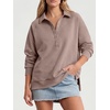 image:imageANRABESS Womens Oversized Button Up Henley SweatshirtsMocha