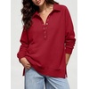 image:imageANRABESS Womens Oversized Button Up Henley SweatshirtsRed