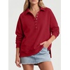 image:imageANRABESS Womens Oversized Button Up Henley SweatshirtsRed