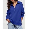 image:imageANRABESS Womens Oversized Button Up Henley SweatshirtsRoyal Blue