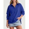 image:imageANRABESS Womens Oversized Button Up Henley SweatshirtsRoyal Blue