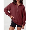 image:imageANRABESS Womens Oversized Button Up Henley SweatshirtsWine Red