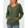 image:imageANRABESS Womens V Neck Long Sleeve SweatshirtsArmy Green