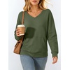 image:imageANRABESS Womens V Neck Long Sleeve SweatshirtsArmy Green