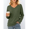 image:imageANRABESS Womens V Neck Long Sleeve SweatshirtsArmy Green