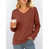 image:imageANRABESS Womens V Neck Long Sleeve SweatshirtsCaramel
