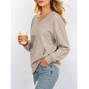 image:imageANRABESS Womens V Neck Long Sleeve SweatshirtsGrey Beige