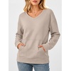 image:imageANRABESS Womens V Neck Long Sleeve SweatshirtsGrey Beige