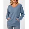 image:imageANRABESS Womens V Neck Long Sleeve SweatshirtsGrey Blue