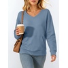 image:imageANRABESS Womens V Neck Long Sleeve SweatshirtsGrey Blue