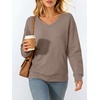 image:imageANRABESS Womens V Neck Long Sleeve SweatshirtsLight Brown