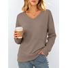 image:imageANRABESS Womens V Neck Long Sleeve SweatshirtsLight Brown
