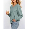 image:imageANRABESS Womens V Neck Long Sleeve SweatshirtsMint Green