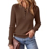 image:imageANRABESS Sweaters for Women Cable Knit Henley Neck Fall OutfitsBrown