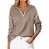 image:imageANRABESS Sweaters for Women Quarter Zip Pullover Collared 2026 Fall OutfitsTan