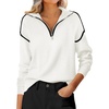 image:imageANRABESS Sweaters for Women Quarter Zip Pullover Collared 2026 Fall OutfitsWhite