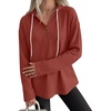 image:imageANRABESS Waffle Knit Hoodies for Women Lightweight SweatshirtBirck Red