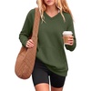 image:imageANRABESS Womens V Neck Long Sleeve SweatshirtsArmy Green