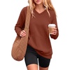 image:imageANRABESS Womens V Neck Long Sleeve SweatshirtsCaramel