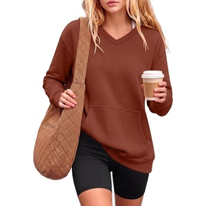 image:imageANRABESS Womens V Neck Long Sleeve SweatshirtsCaramel