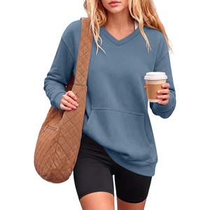 image:imageANRABESS Womens V Neck Long Sleeve SweatshirtsGrey Blue